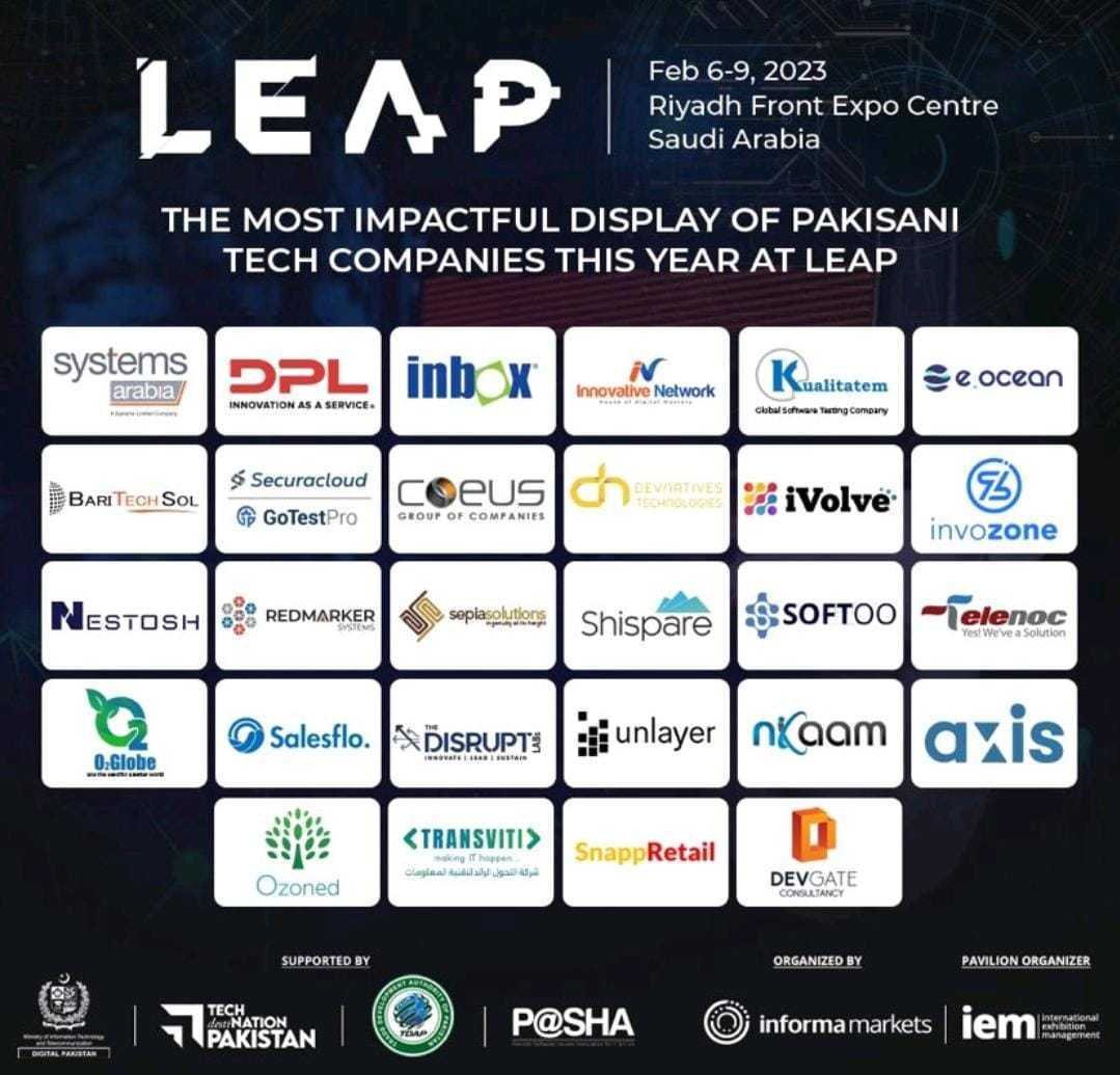 This year, 18 leading Pakistani IT and telecom companies, as well as 10 startups, are taking part in LEAP in collaboration with TDAP, PSEB, and P@SHA.