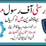 University Of Rasul Mandi Bahauddin Jobs 4 University Of Rasul Mandi